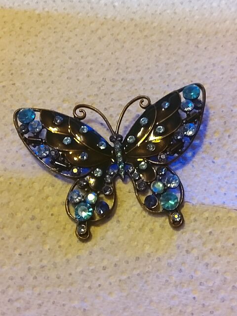 Broche Papillon en Métal et Pierres Décoratives 15 Champignelles (89)