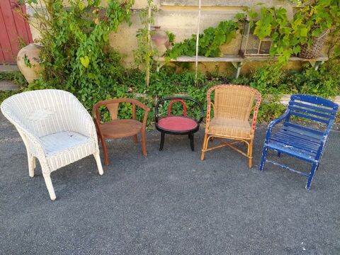 Chaises Enfant Rotin Osier Bois Courb� Vintage 1 Loches (37)