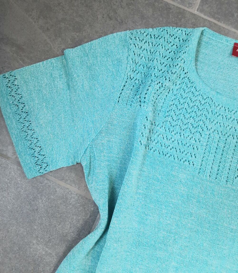 Pull l&eacute;ger bleu turquoise de marque T 38 - 40 - neuf Vtements