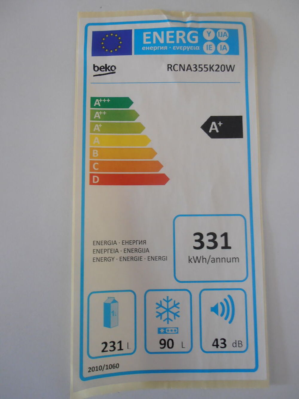 Refrigerateur-Congelateur BEKO comme neuf Electroménager