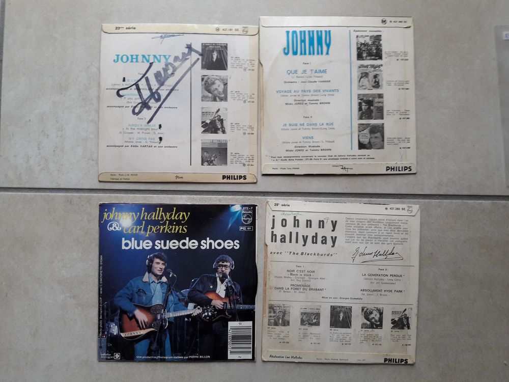LOT DE 4 X 45 T JOHNNY HALLYDAY QUE JE T'AIME CD et vinyles