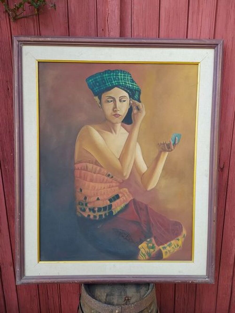 Tableau Portrait Femme se Fardant Dcoration