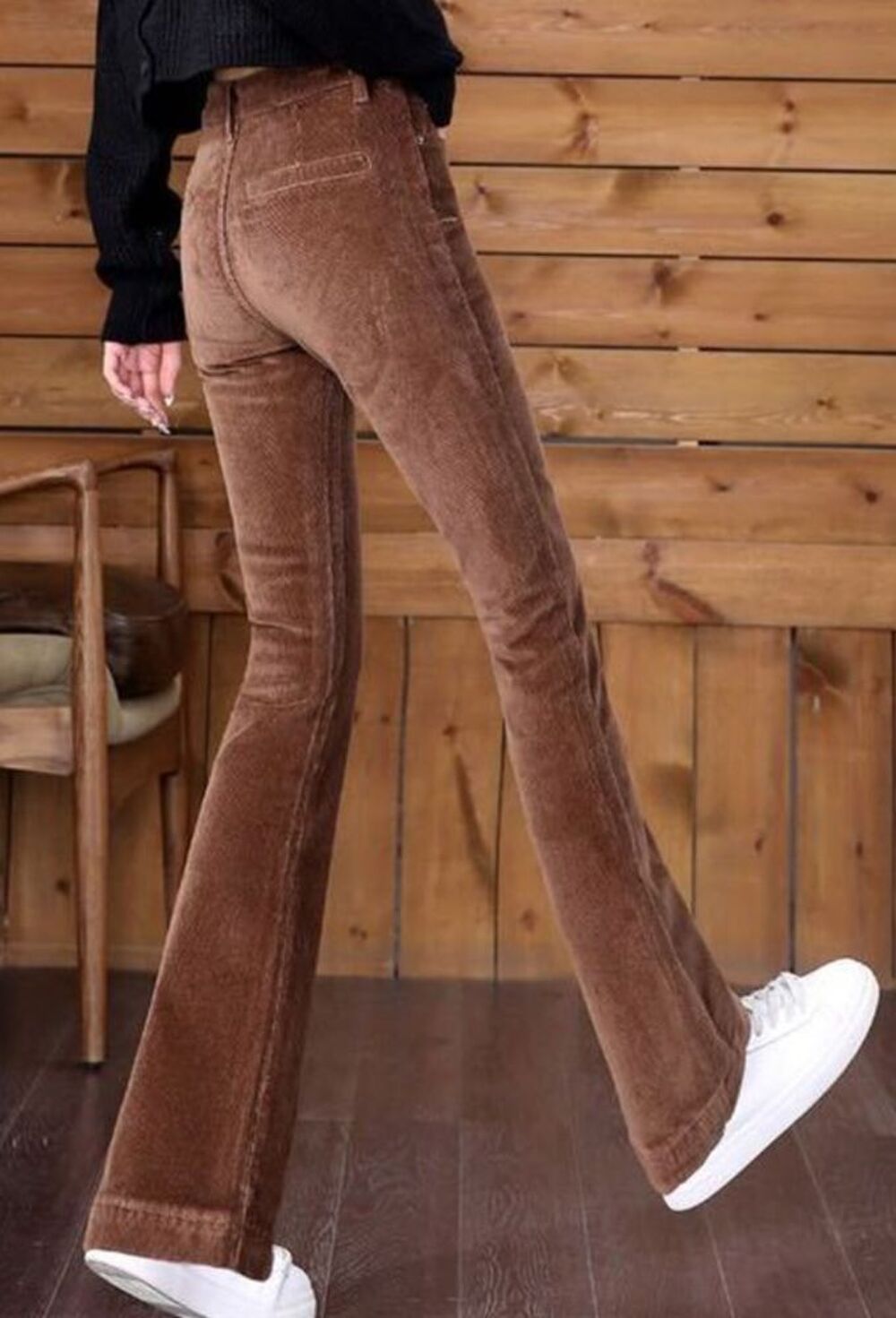 Pantalon flare en velours c&ocirc;tel&eacute; Vêtements