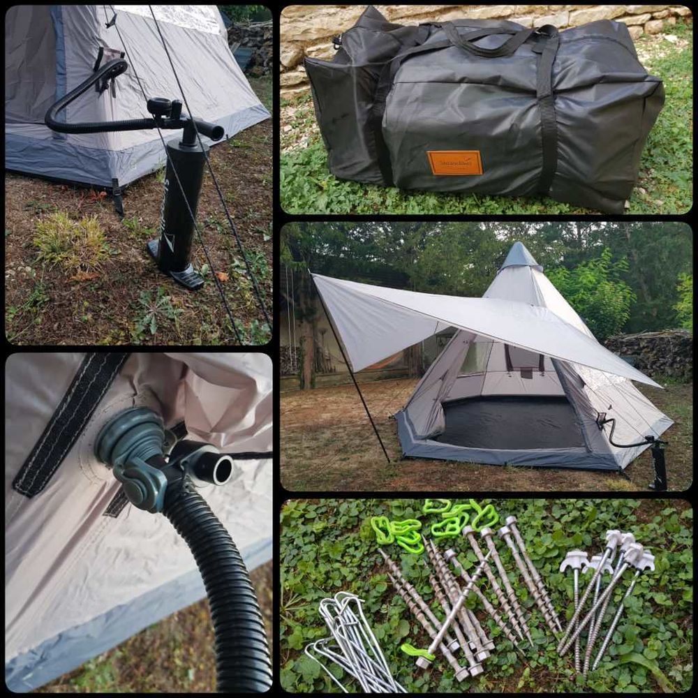 Tente gonflable tipi &agrave; structure gonflable Skandika Tipi Hetta 460 Sports