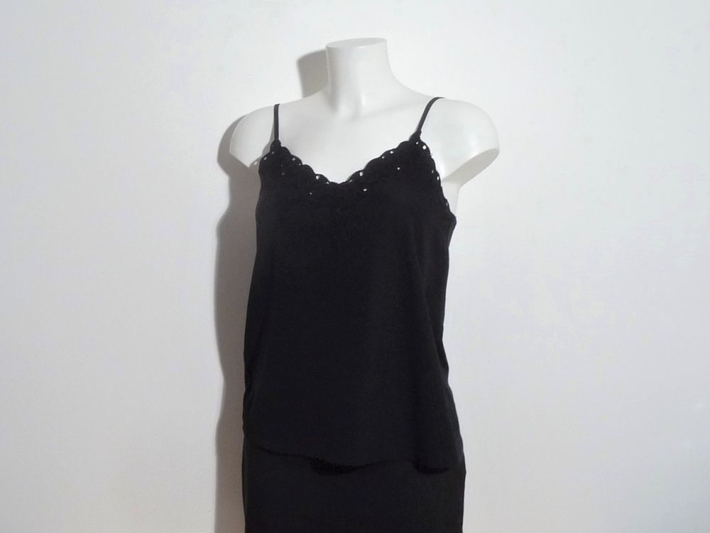 Tee Shirt Noir Bi Mati&egrave;re &agrave; Bretelles- Taille XS- Promod Vêtements