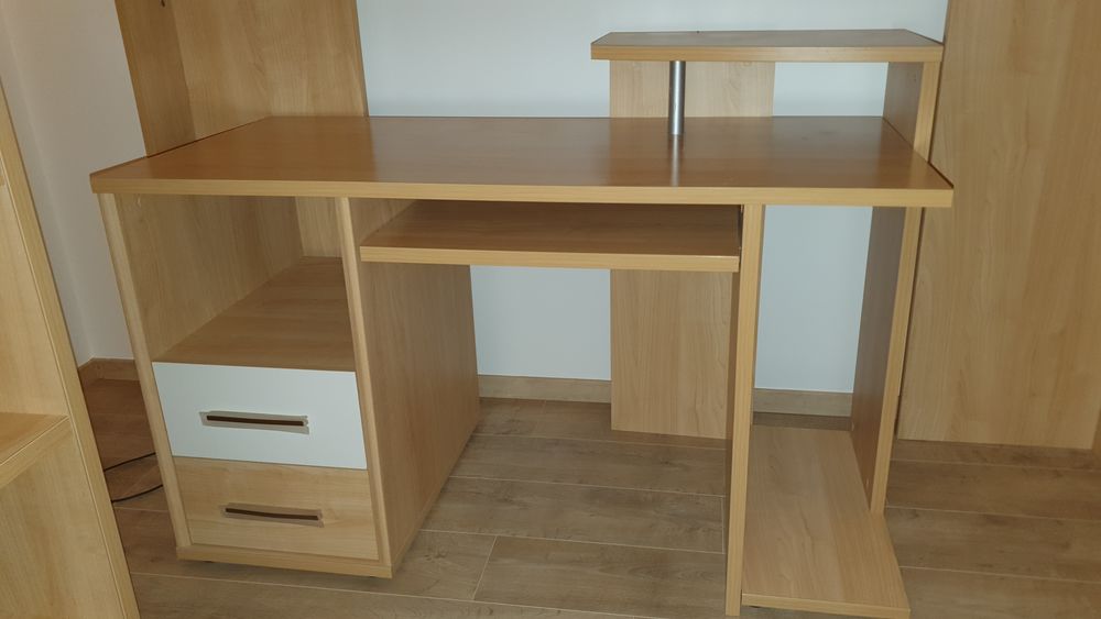 Lit double Mezzanine avec un bureau et 2 &Eacute;tag&egrave;res s&eacute;parables Meubles