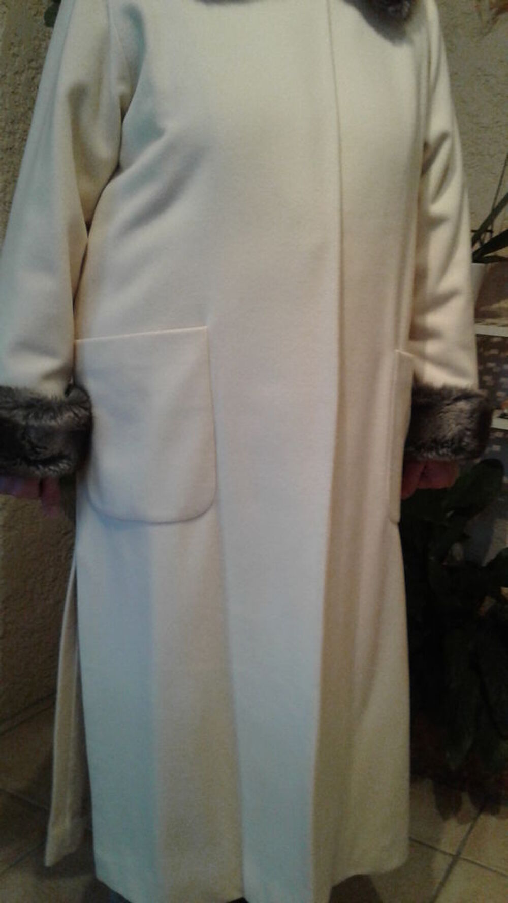 Manteau blanc 100 % cachemire Vtements
