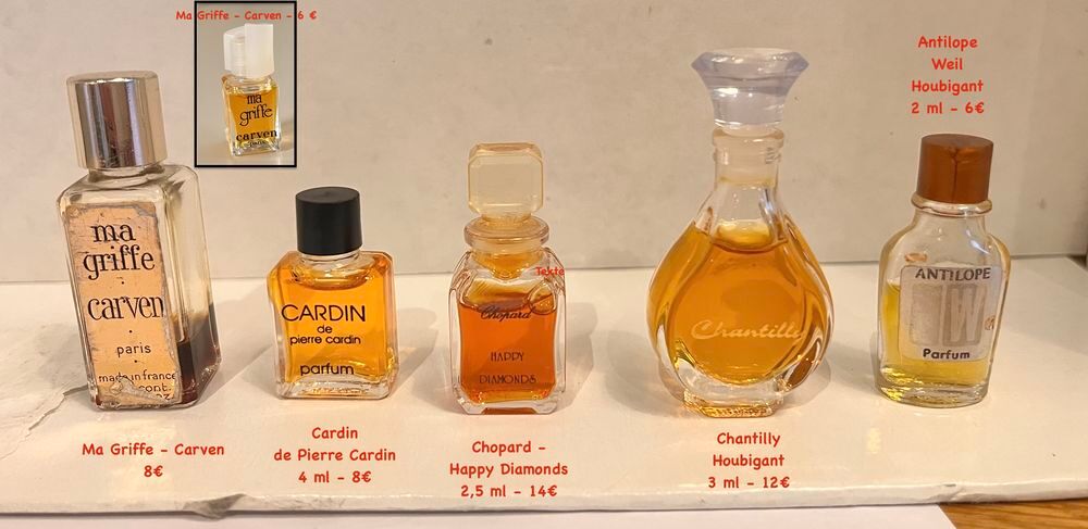Miniatures de parfum ancien Carven Cardin Houbigant 
