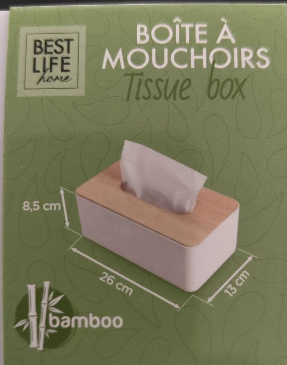 Bo&icirc;te &agrave; mouchoirs design avec couvercle en bambou Décoration