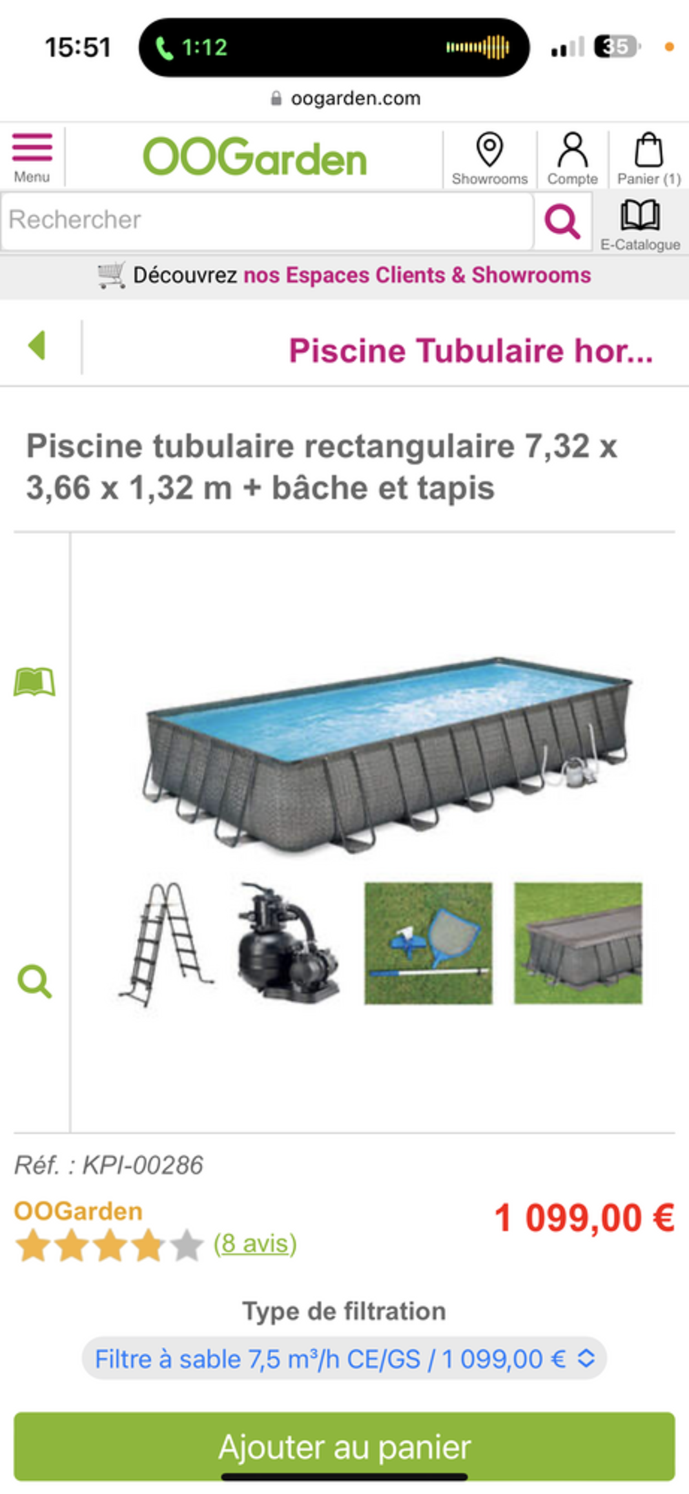 Piscine tubulaire rectangulaire 7.32 x 3.66x1.32m Jardin