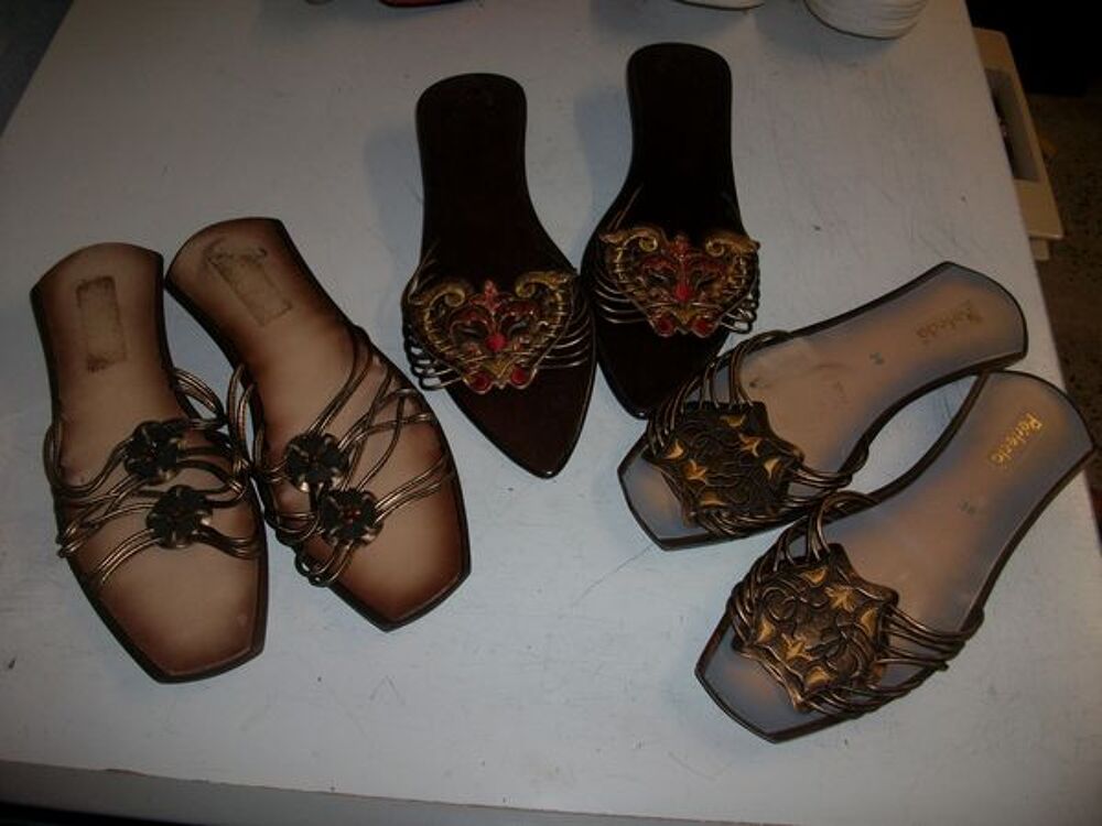 Paires de Mules Brun Imprim&eacute;s pt 38 &agrave; 4 € + 5 € Chaussures