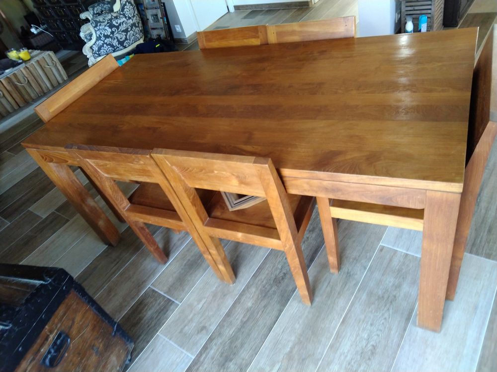 Ensemble table et chaises Teck naturel massif etnicraft Meubles