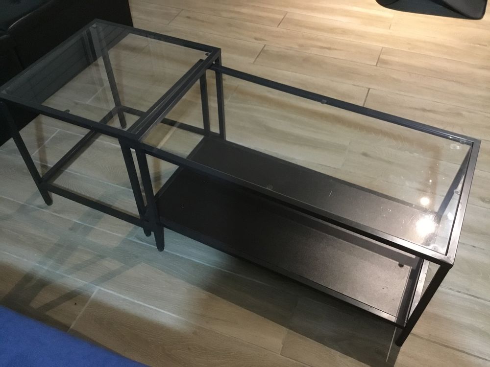 Table basse en verre support acier Meubles