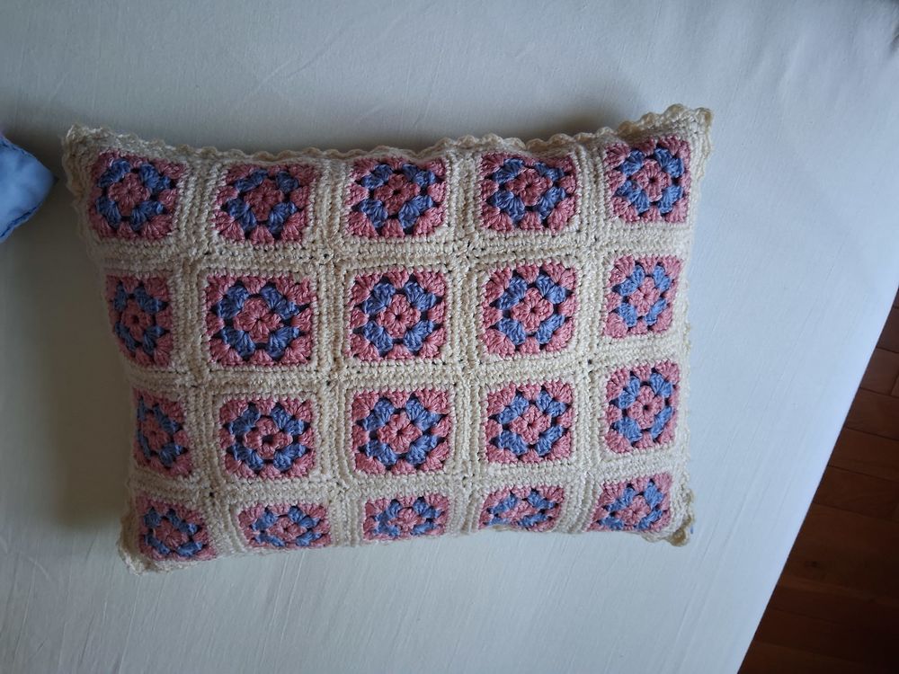 lot de 2 coussins vintage fait main au crochet en laine Décoration