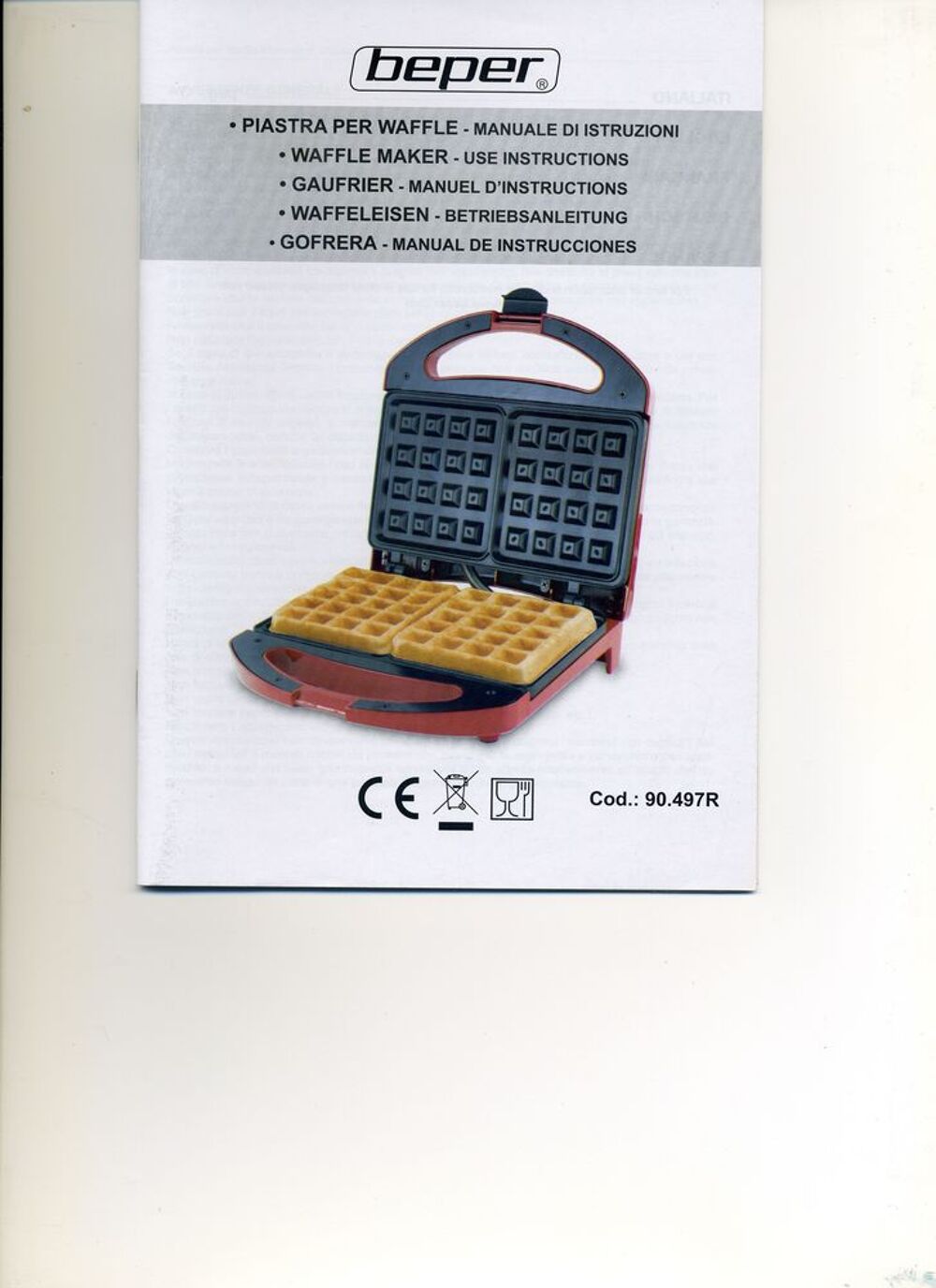 Gaufrier &eacute;lectrique Beper double laqu&eacute; rouge. Electrom�nager