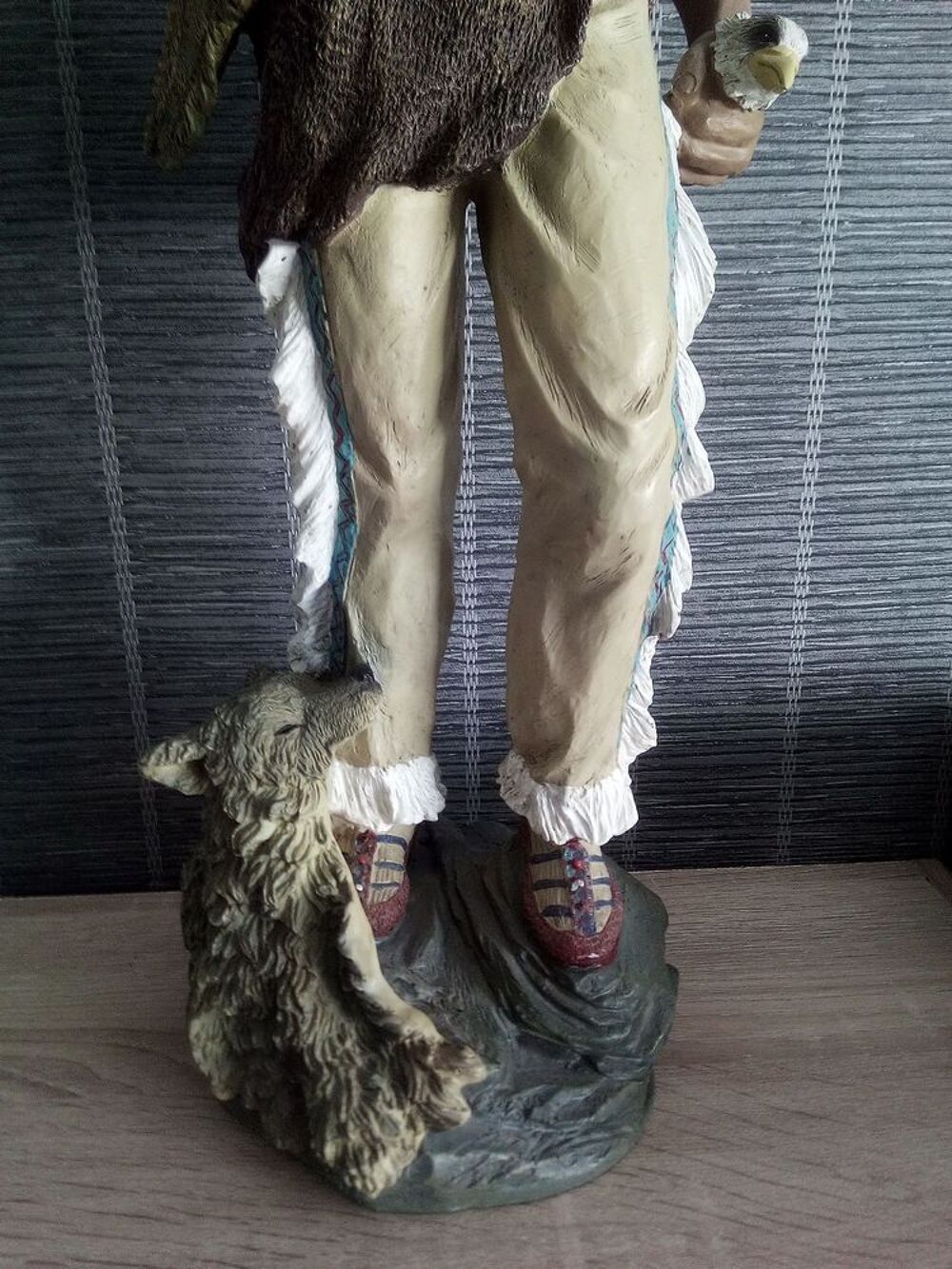 2 Grandes statues am&eacute;rindiens indiens avec f&ecirc;lures Décoration