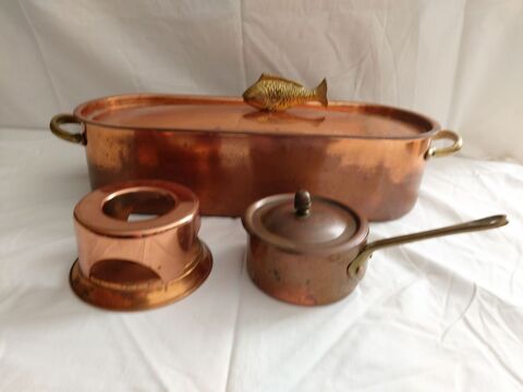 Poissonnire + casserole  sauce + rchaud  bougie cuivre 120 Savigny-sur-Orge (91)
