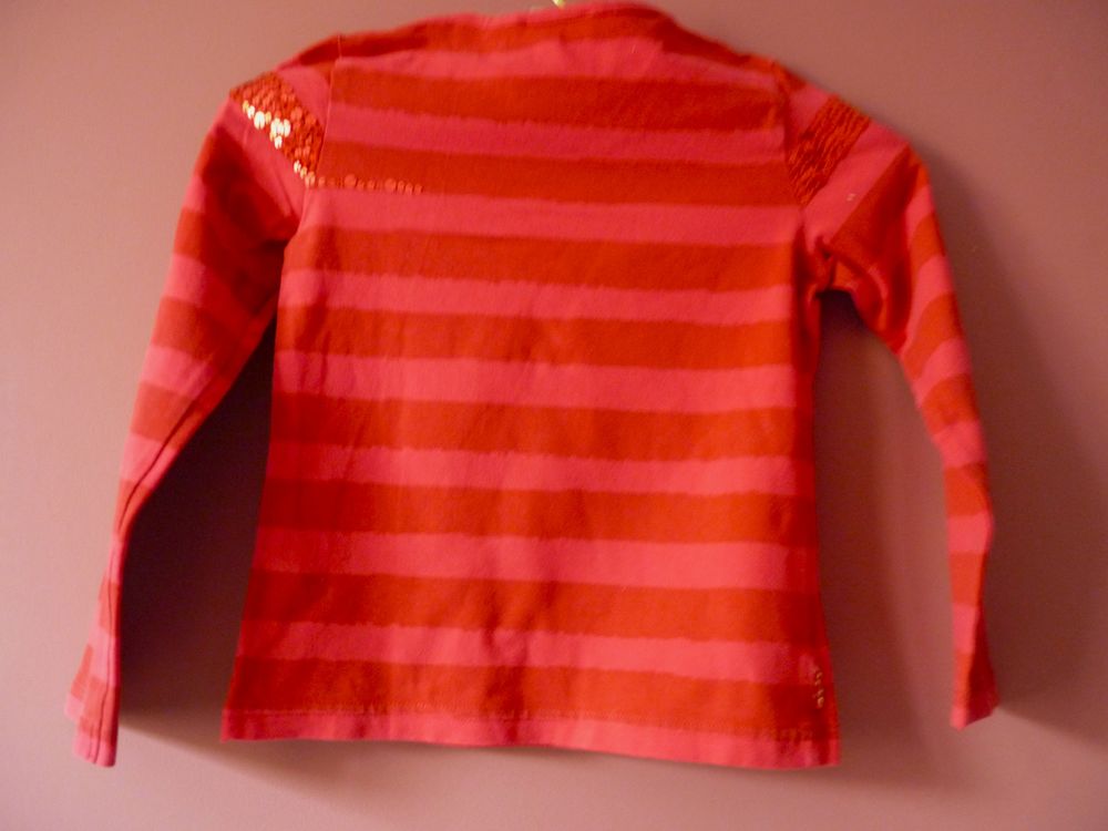 T-shirt Fille Catimini 6 ans rouge strass sequins manches lo Vêtements enfants