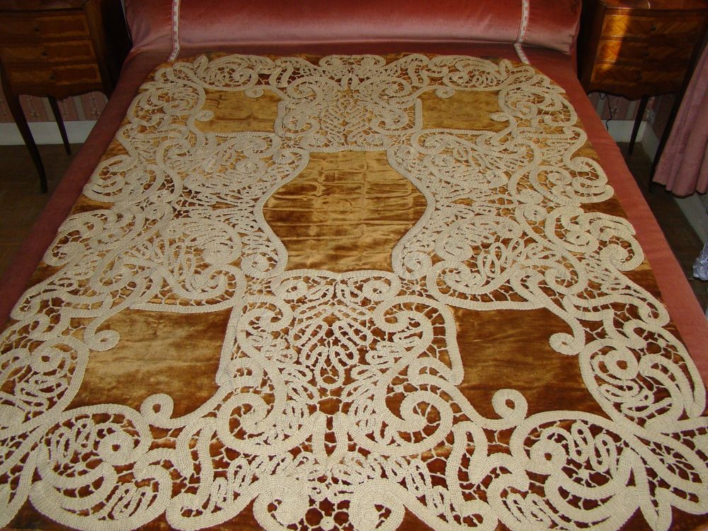 Ancien Tapis de table d'apparat 150 x 120 - XIX &egrave;me Décoration