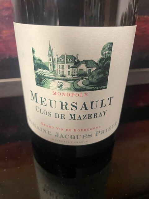 1 Bt MEURSAULT CLOS DE MAZERAY 2018 Monopole - Dom J.PRIEUR Vigneux-sur-Seine (91)
