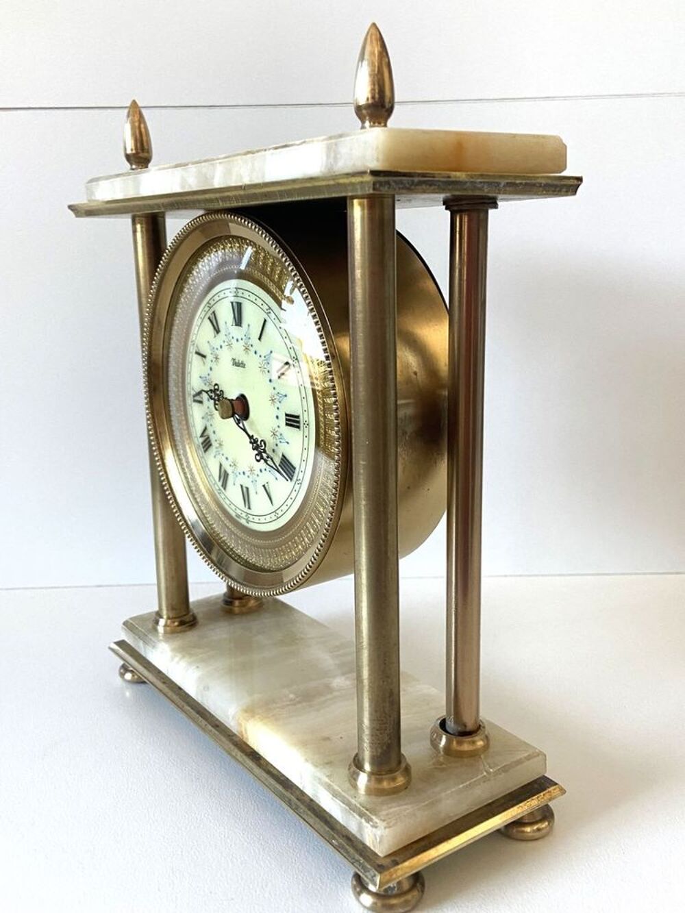 Vintage Pendulette Pendule Horloge Portique VEDETTE Marbre 