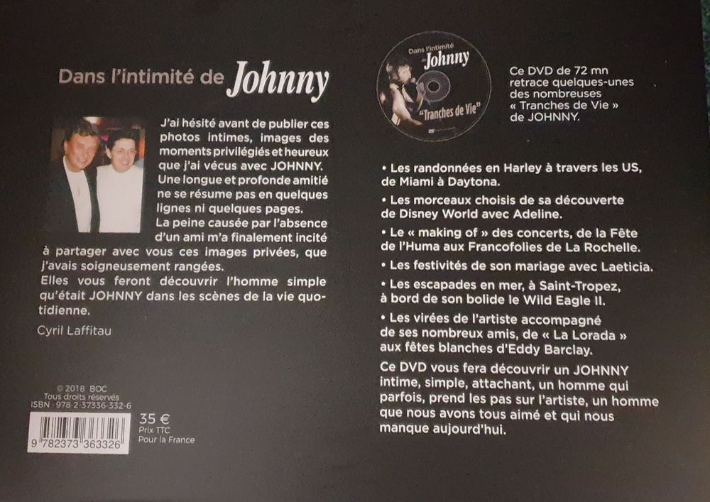 JOHNNY DANS SON INTIMITE (Livre + Photos + CD de 72mn)
