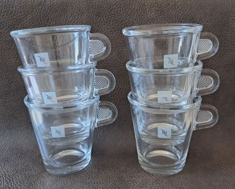 Lot de 6 tasses en verre à anse pleine de marque nespresso Mauguio-Carnon-Plage (34)