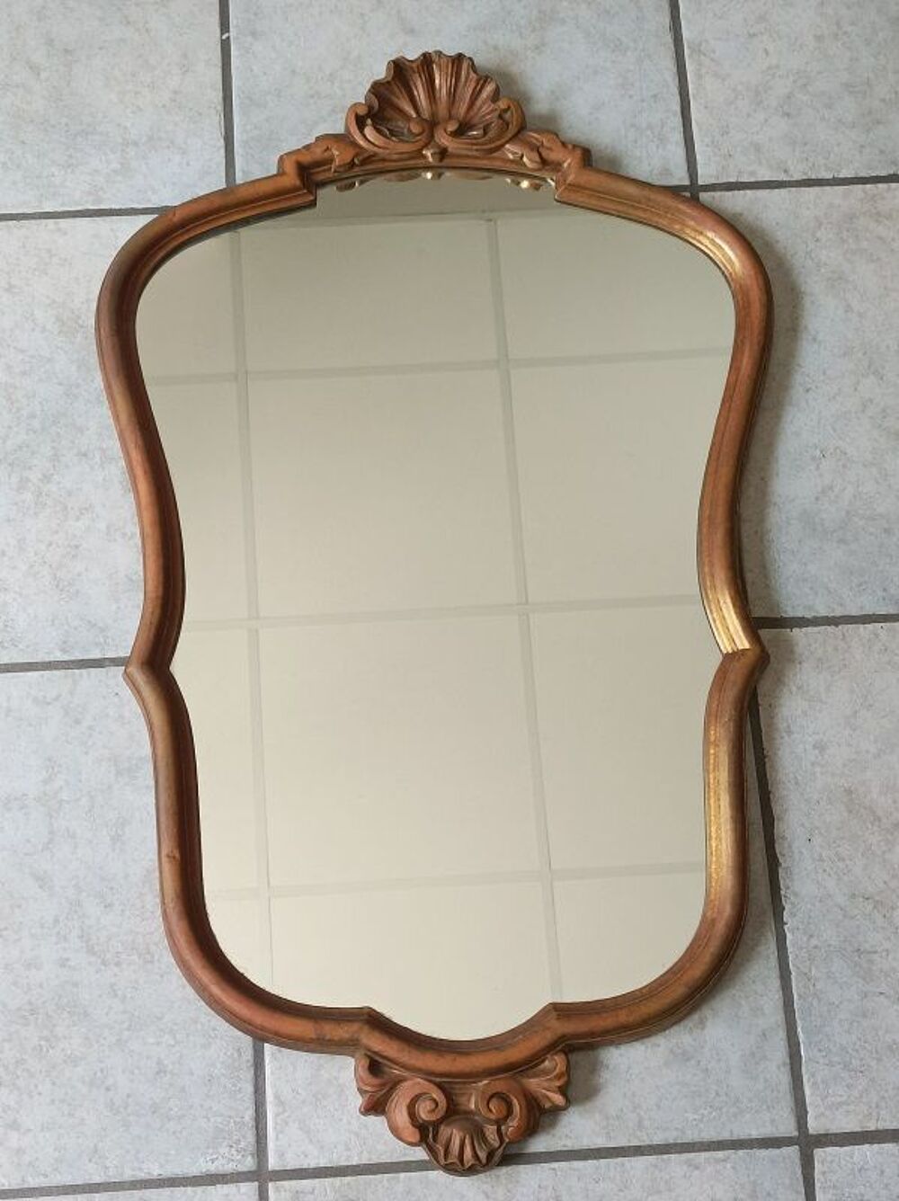 Miroir baroque Cadre bois sculpt&eacute; dor&eacute;e patin&eacute; dp 0823309 Décoration