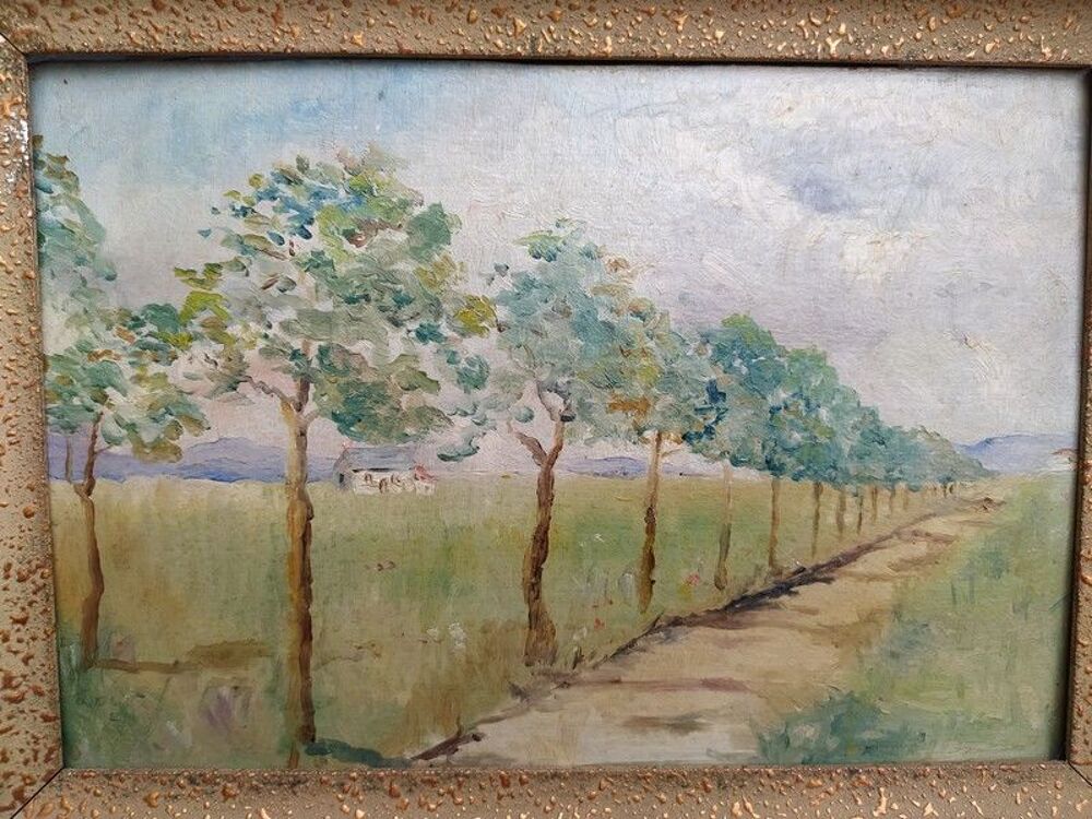 Tableau Paysage de Campagne Chemin Bord&eacute; d'Arbres 