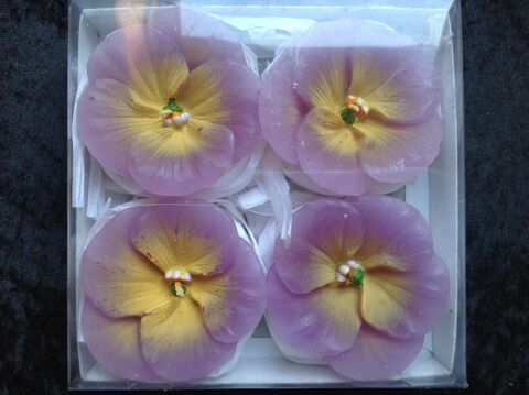 LOT DE 4 BOUGIES FLEURS PENS�ES NEUVE 3 Tr�gunc (29)
