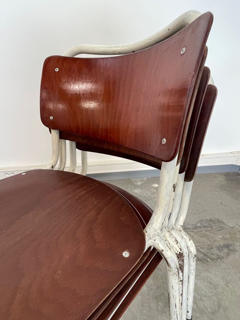Lot de 4 chaises gispen acajou pays-bas ann&eacute;es 70 Meubles