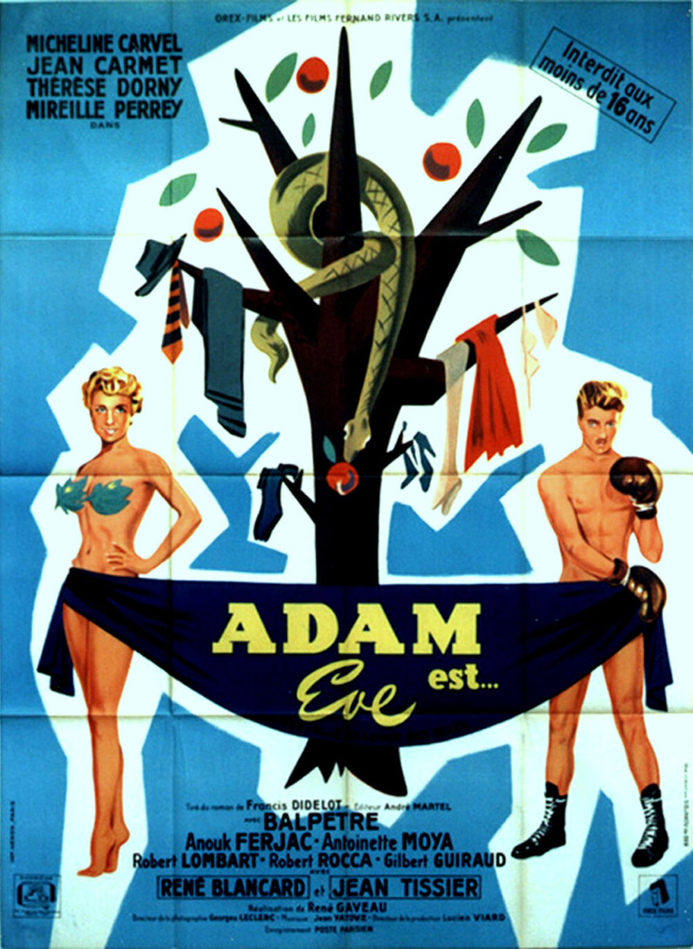 Affiche originale cin&eacute;ma de 1954 du film "Adam EST Eve" 