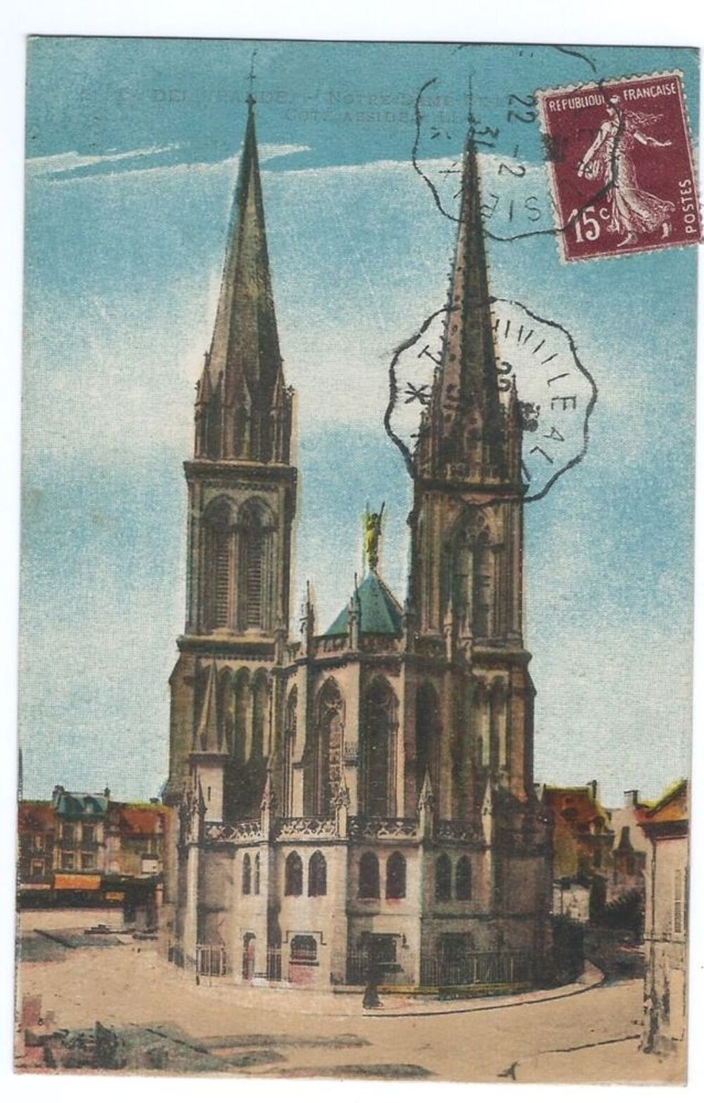 carte postale coloris&eacute;e avc timbre N&deg; 189 
