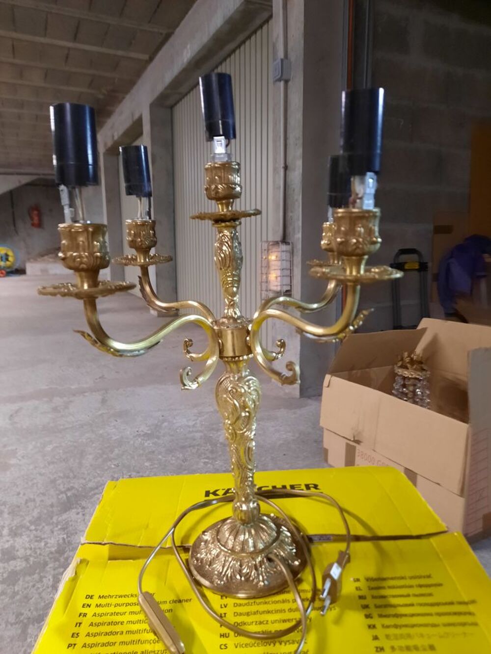 Lampe de table chandelier design Louis XV en bronze massif Décoration