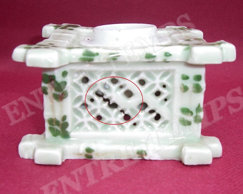ANCIEN ENCRIER FA&Iuml;ENCE AJOURE INSPIRATION BAMBOU Décoration