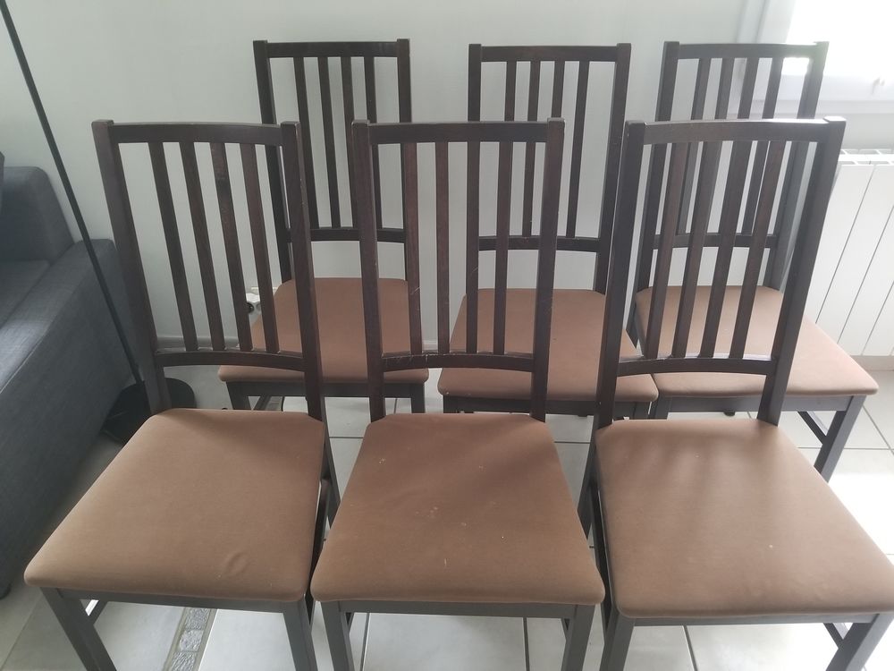 6 chaises en bois marron Meubles