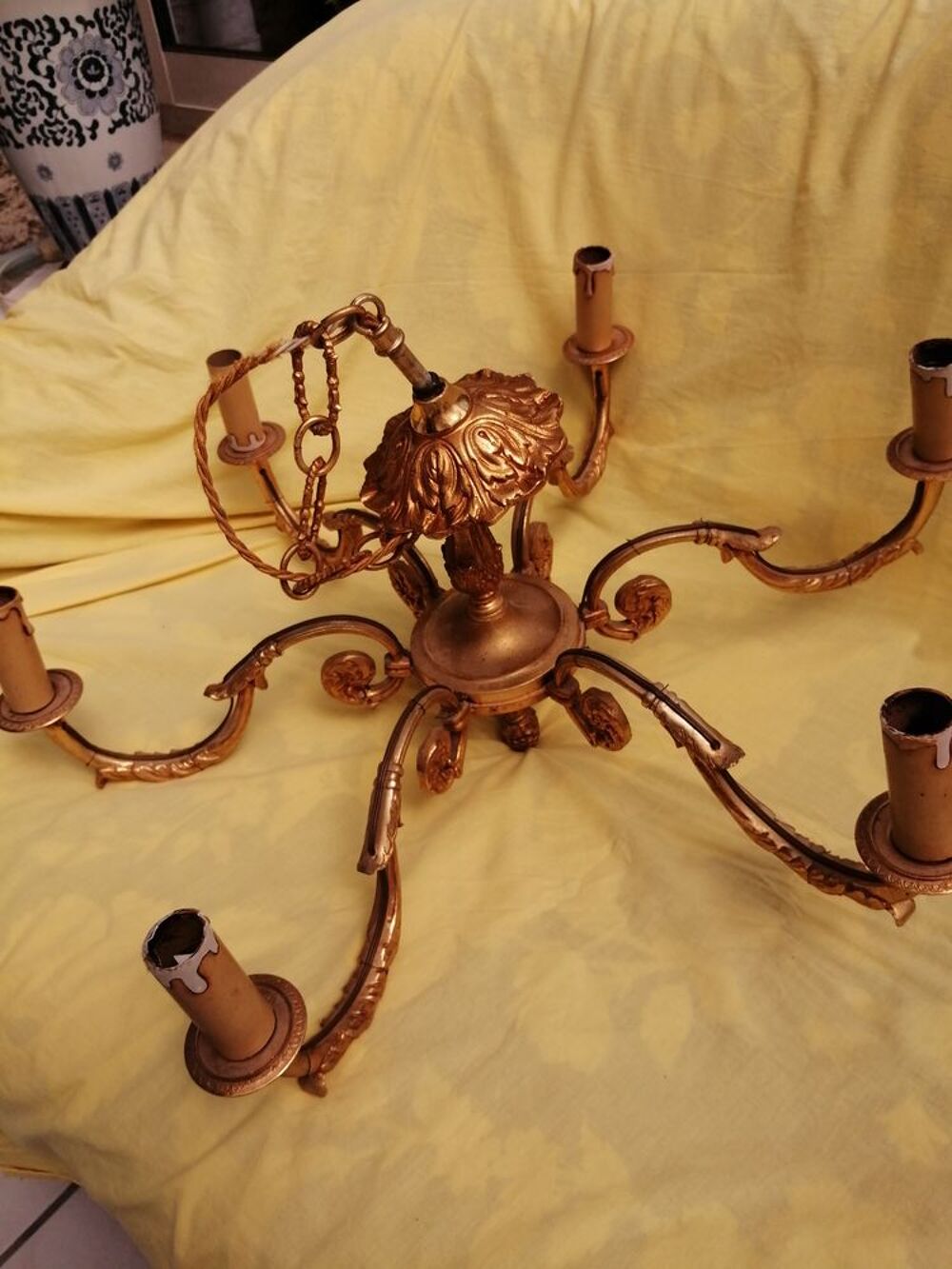 LUSTRE BRONZE MASSIF Décoration