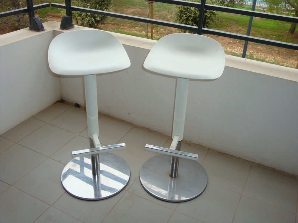 2 Tabourets de Bar blanc Meubles