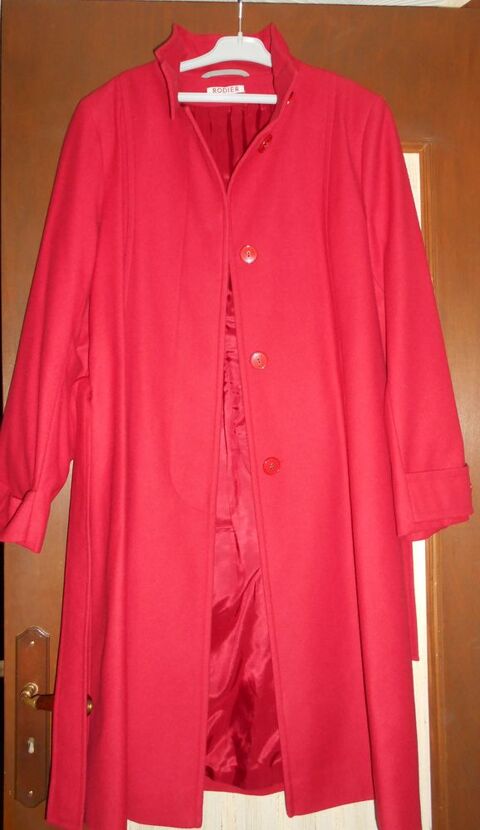 grand manteau en laine  RODIER  rouge fonc t.46 30 Ervy-le-Chtel (10)