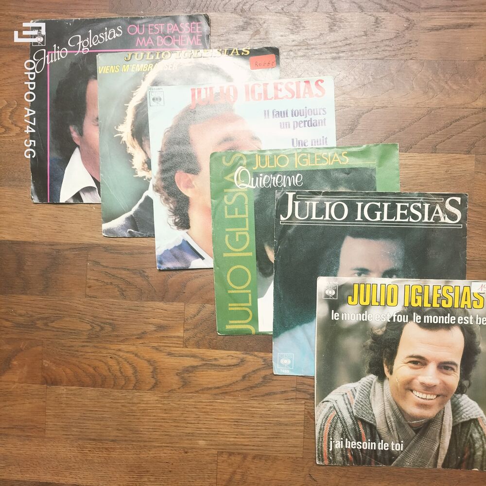 JULIO IGLESIAS - lots de 6 disque 45 tours - bon &eacute;tat CD et vinyles