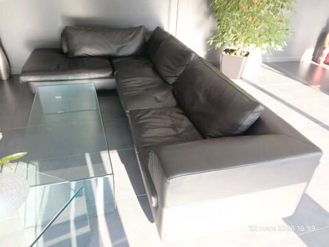 Canap� d'angle cuir noir 800 La Rue-Saint-Pierre (76)
