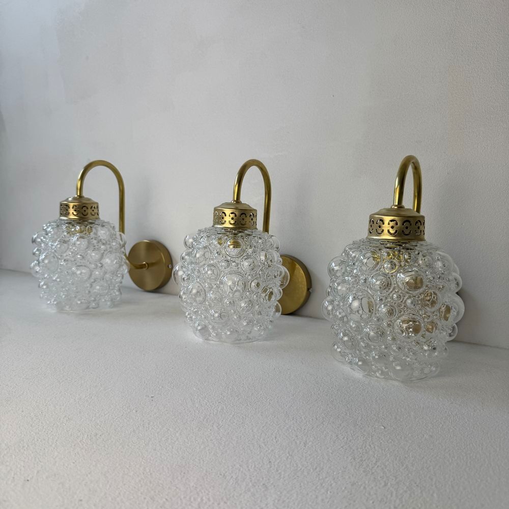 LOT 3 ANCIENNE APPLIQUES EN VERRE BULLE 
D�coration