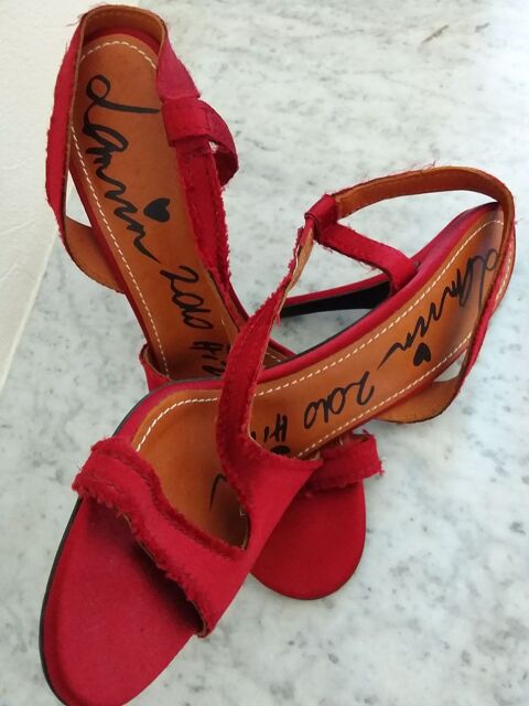 LANVIN SANDALES CUIR / SATIN ROUGE - POINTURE 40 
150 EUROS 150 Cannes (06)