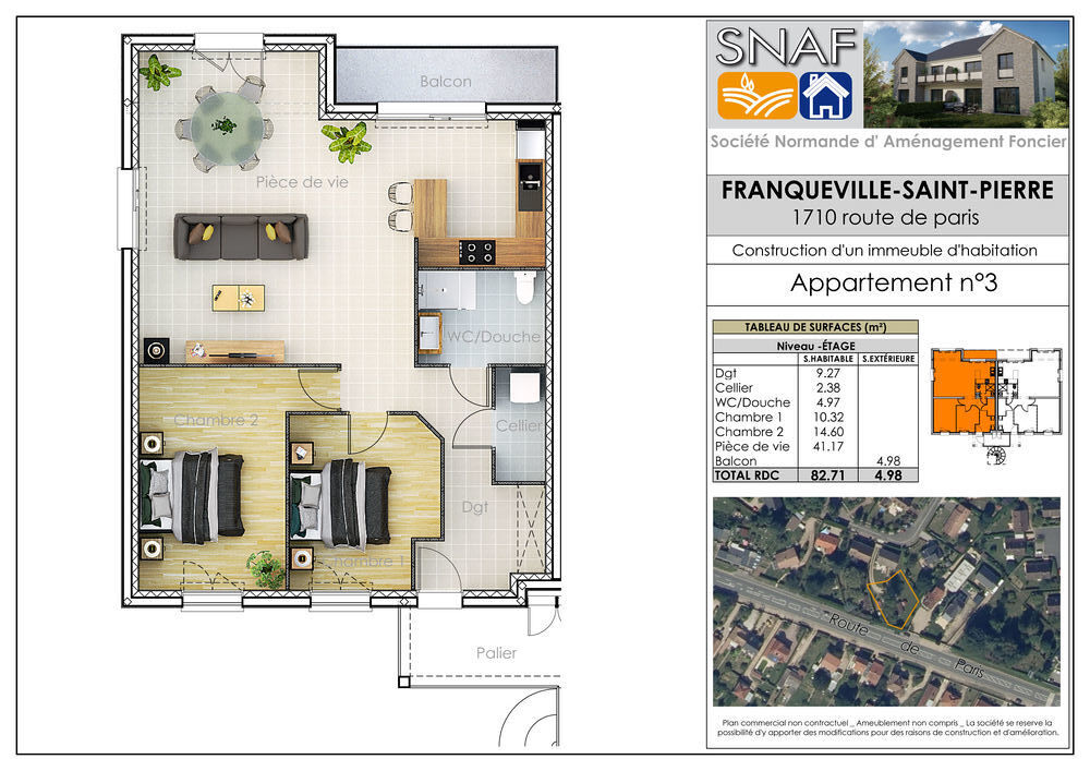 Vente Appartement Appartement 3 pices 82 m2 et 200 m2 de JARDIN Franqueville-saint-pierre
