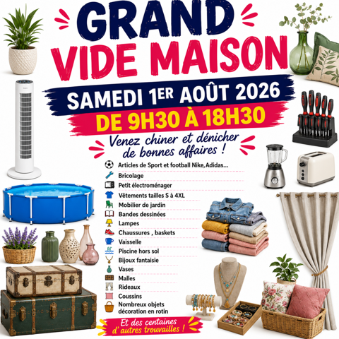 GRANDE BRADERIE  77 SAMEDI 1ER AOUT
Dans le jardin Avon (77)