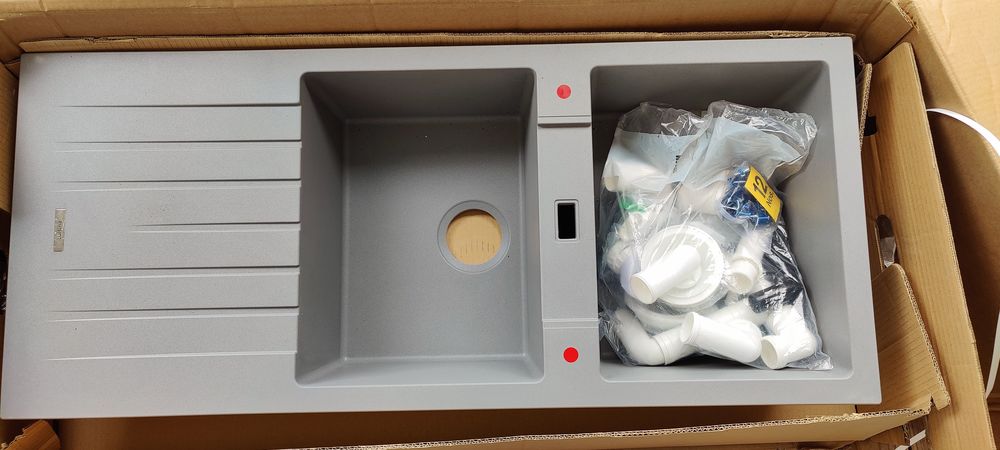 &Eacute;vier granit gris ALBEY 2 bacs 1 &eacute;gouttoir Bricolage