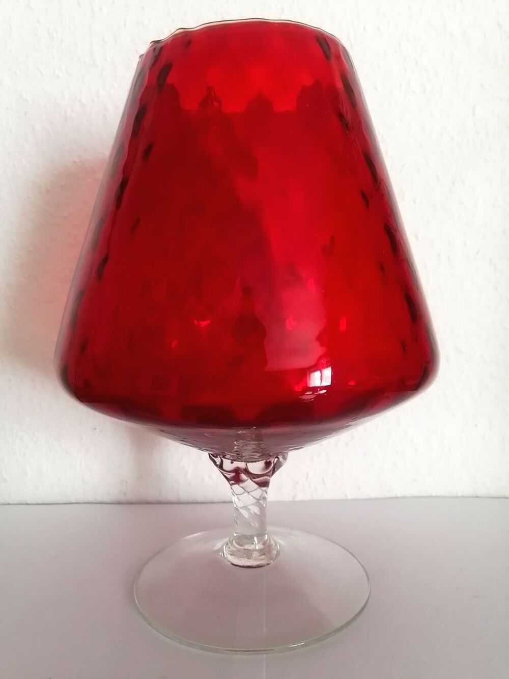 Magnifique verre vase rouge - Verrerie Italienne Décoration