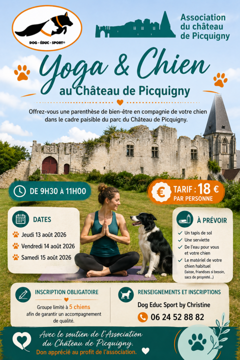 Yoga avec mon chien au Ch&acirc;teau de Picquigny 18 80310 Picquigny