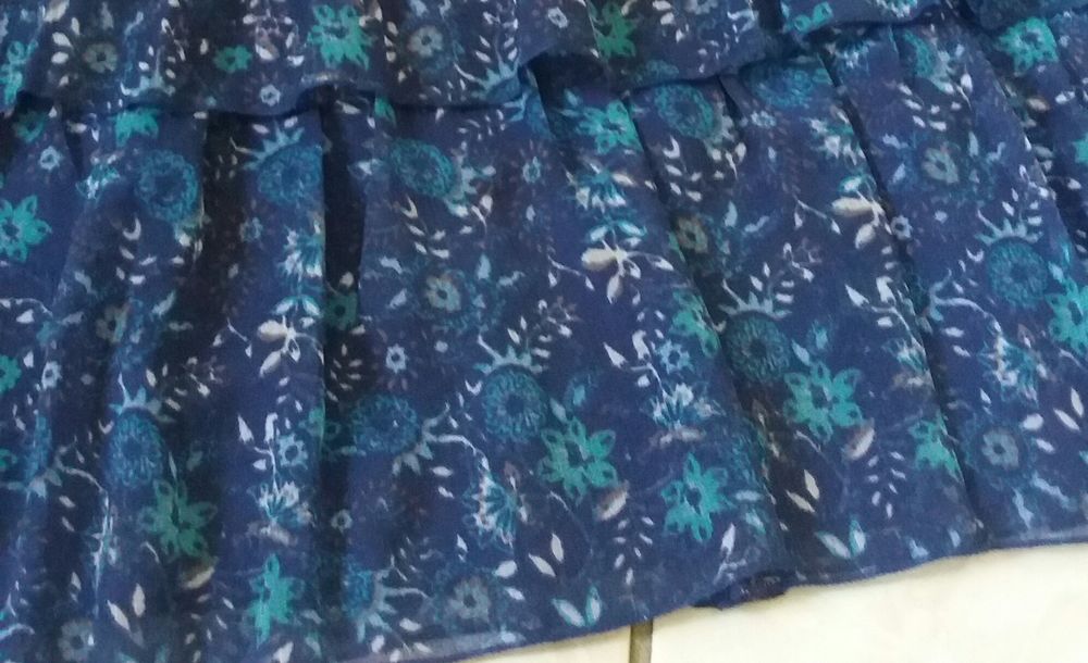 jupe voile bleue petites fleurs fleurie liberty Neuve - T 40 Vtements