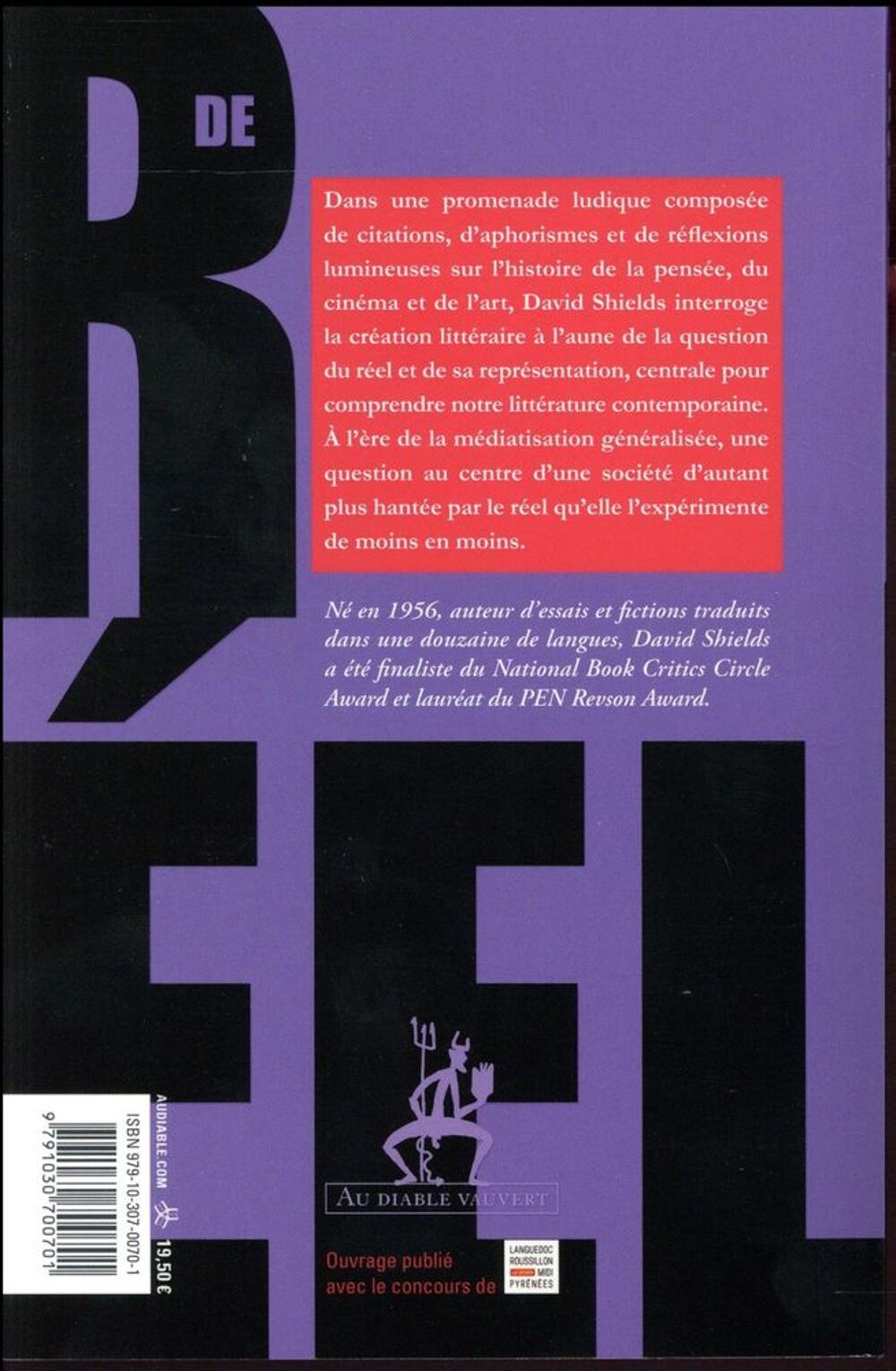 Besoin de r&eacute;el- David Shields Livres et BD